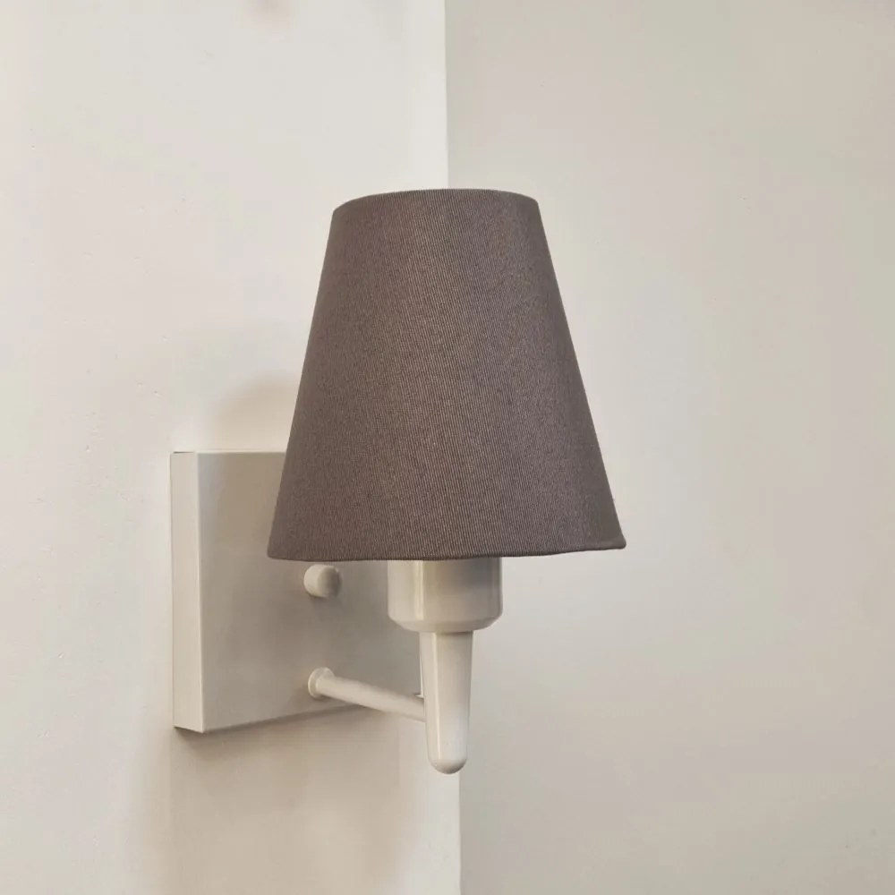 Arandela Quadrada Md-2034 Branco Cúpula em Tecido Cone Cinza Escuro - Bivolt