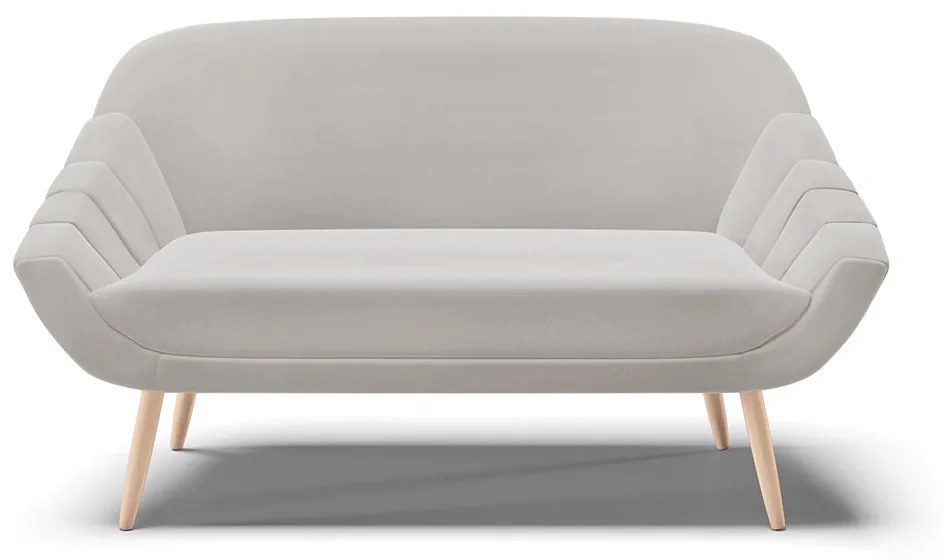 Kit 01 Namoradeira 02 Lugares e 02 Poltronas Giovana Veludo Cinza Pés Palito Natural - Indo Decorar