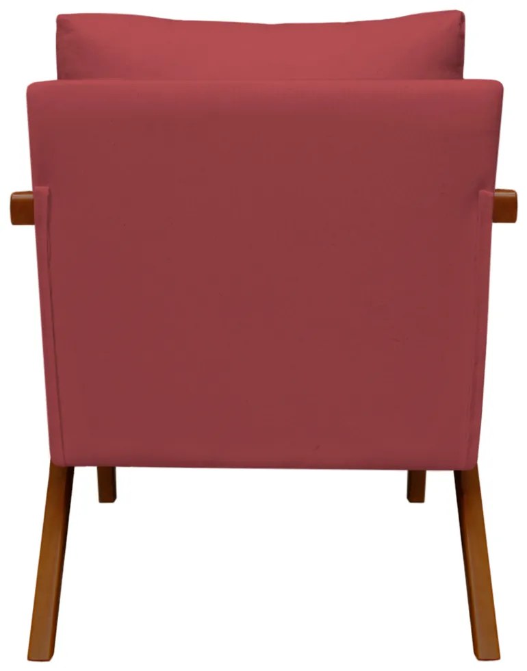 Poltrona Decorativa Amber Base De Madeira Veludo Vermelho
