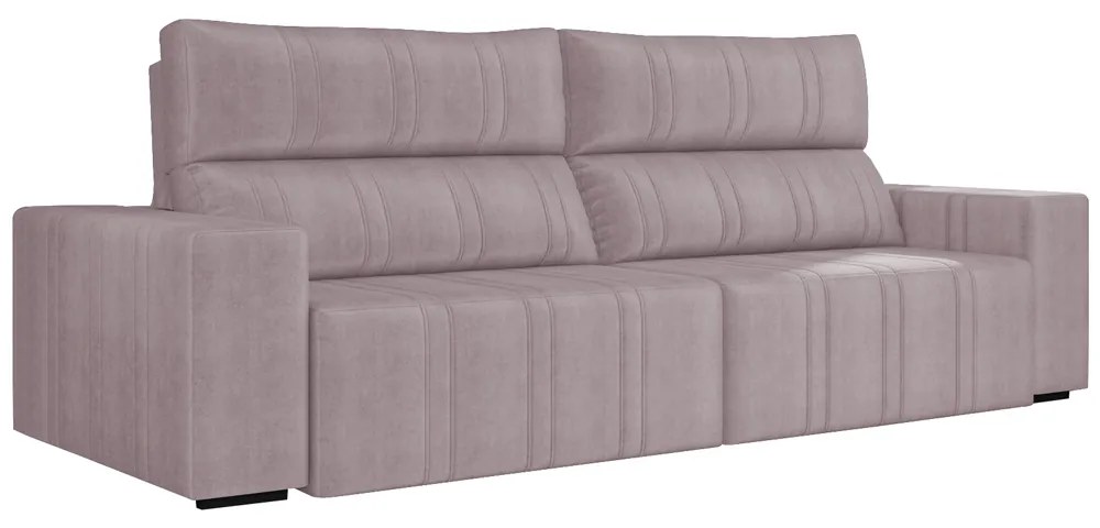 Sofá Retrátil 274 cm Sala de Estar Leonel Suede Rosê G52 - Gran Belo