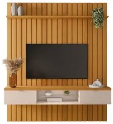 Painel TV 55 Pol You 1.3 com Bancada Bless Cinamomo/Off - HB Móveis