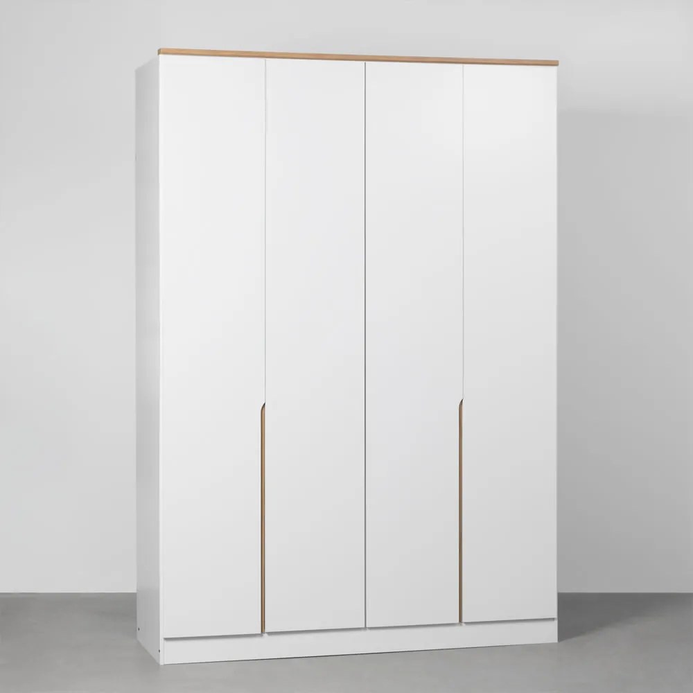 Guarda-roupa Harper 4 Portas 1,60m - Branco e Natural - Guarda-Roupa Harper 4 Portas 1,60m - Branco e Natural