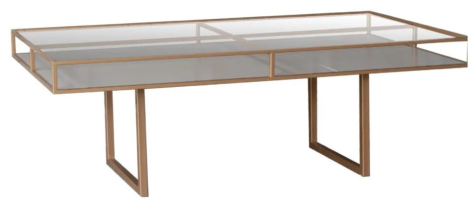 Mesa de Jantar Retangular Luminus L220 x P110cm - fendi nouveau c/ detalhes dourado soleil