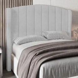 Cabeceira Casal Cama Box 140cm Glenda Z04 Boucle Cinza - Mpozenato