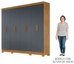 Guarda Roupa Casal 8 Portas 4 Gavetas 236cm Ágata Z17 Freijó/Cinza - M