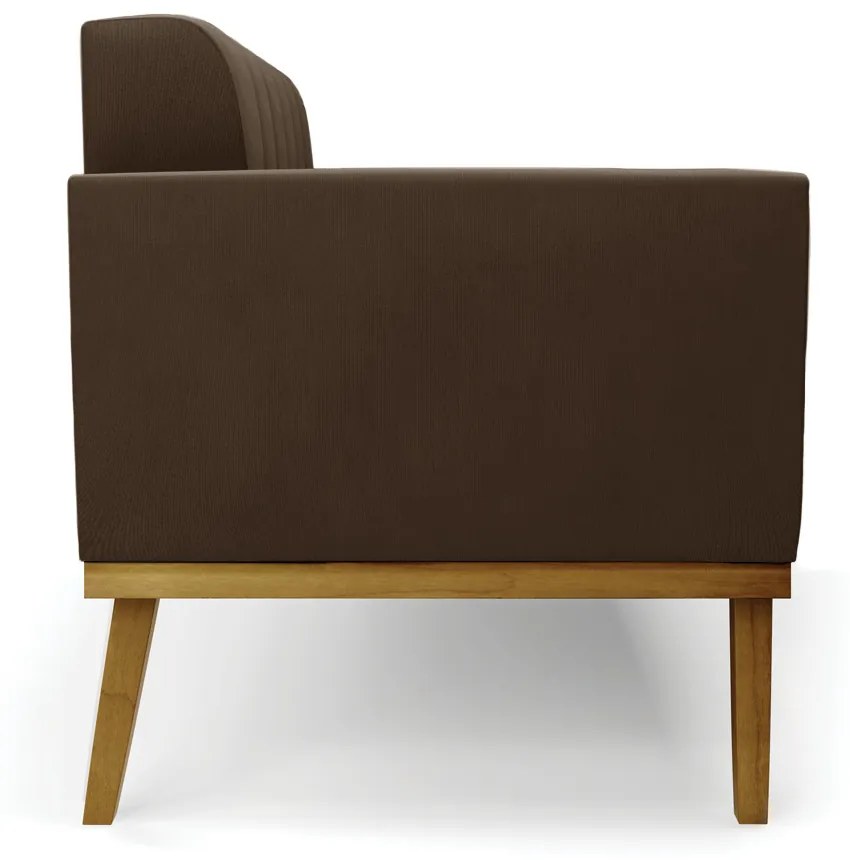 Poltrona Sala Decorativa Kit 2 Elisa Base de Madeira Castanho Suede D03 - D'Rossi - Marrom