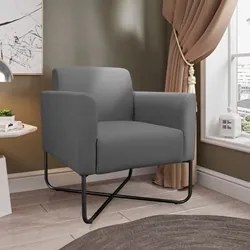 Kit 2 Poltronas Decorativas Base Industrial X Preta Maressa S08 Suede