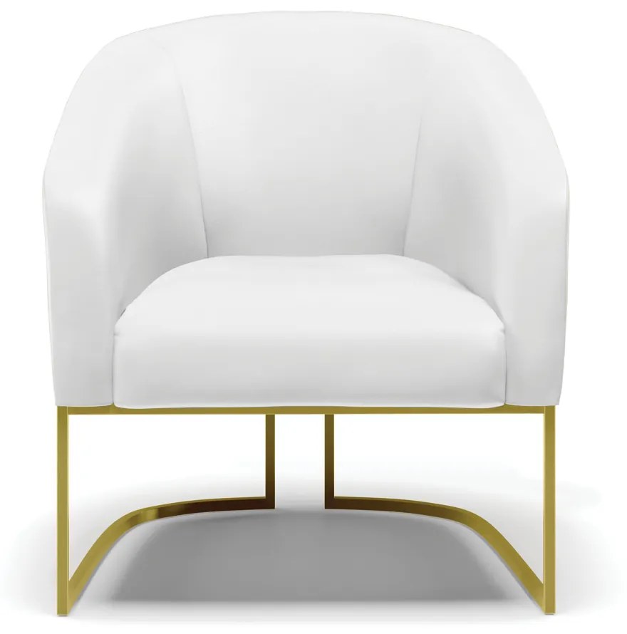 Poltrona Sala Decorativa Industrial Dourado kit 2 Stella Sintético D03 - D'Rossi - Branco