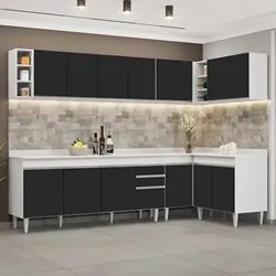 Armário de Cozinha Modulado de Canto 7 Peças CP35 Balcão com Tampo Bra