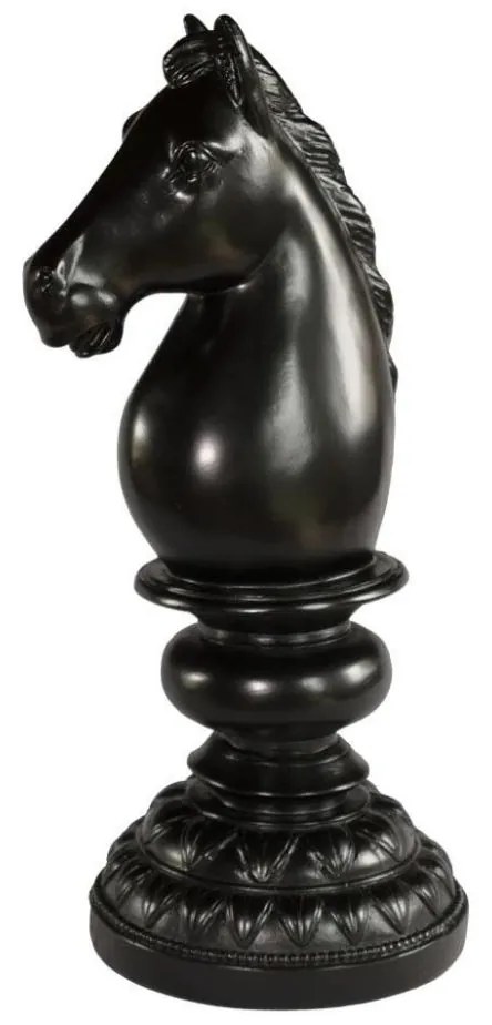 Peça de Tabuleiro Cavalo - Alto Brilho Preto