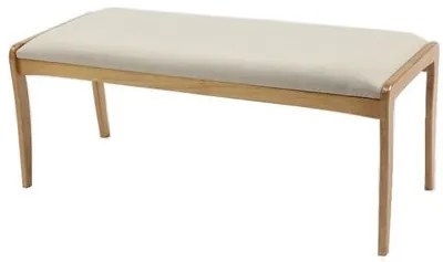 Banco Izza Estofado Cor Papel com Base Madeira Amêndoa 113 cm - 69339 Sun House
