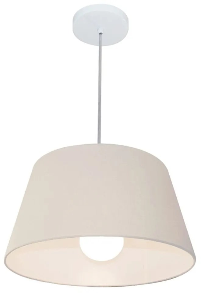 Lustre Pendente Cone Md-4039 Cúpula em Tecido 21/40x30cm Branco - Bivolt