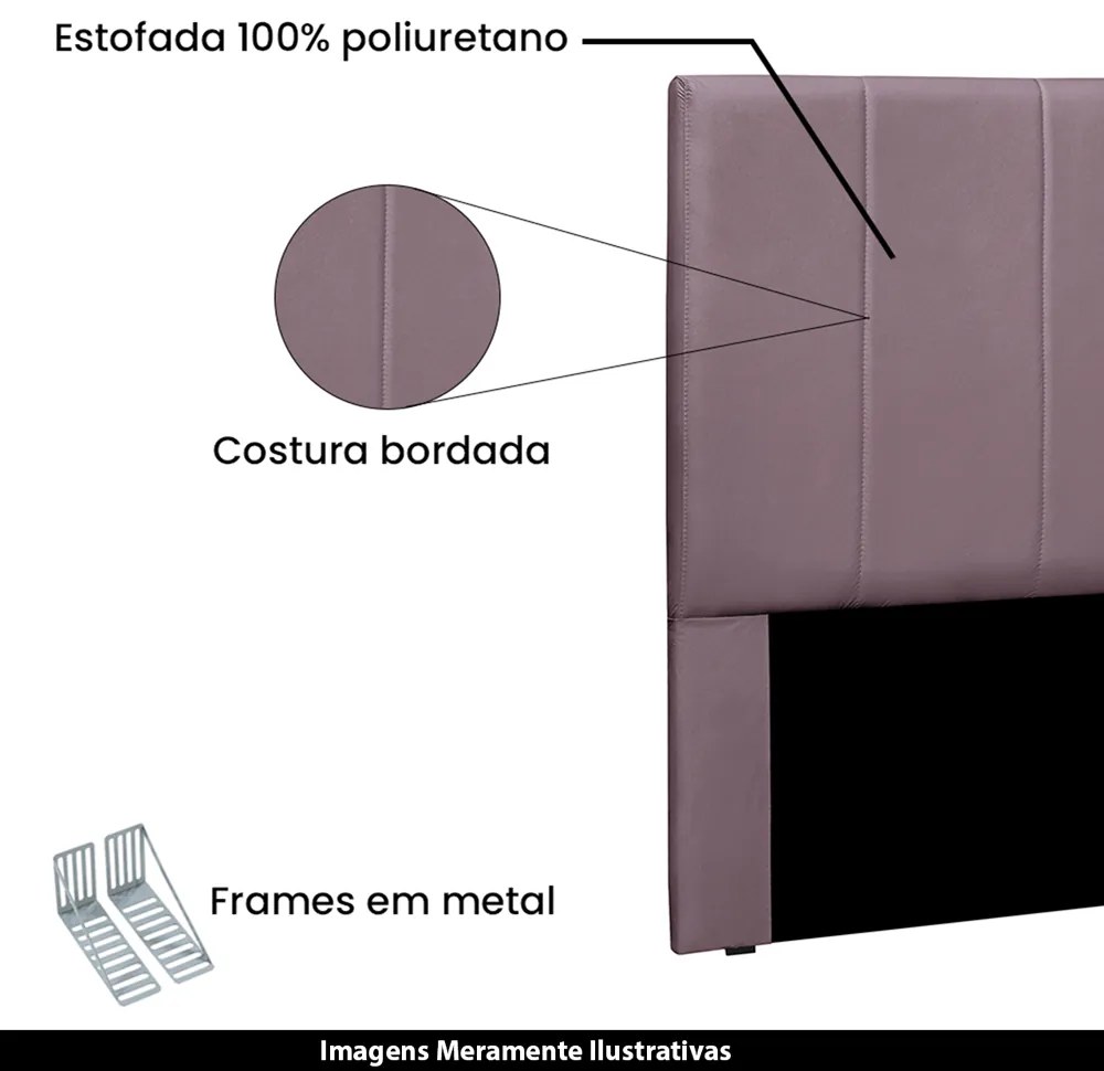 Cabeceira Decorativa Casal 1,40M Erza Veludo Uva G63 - Gran Belo