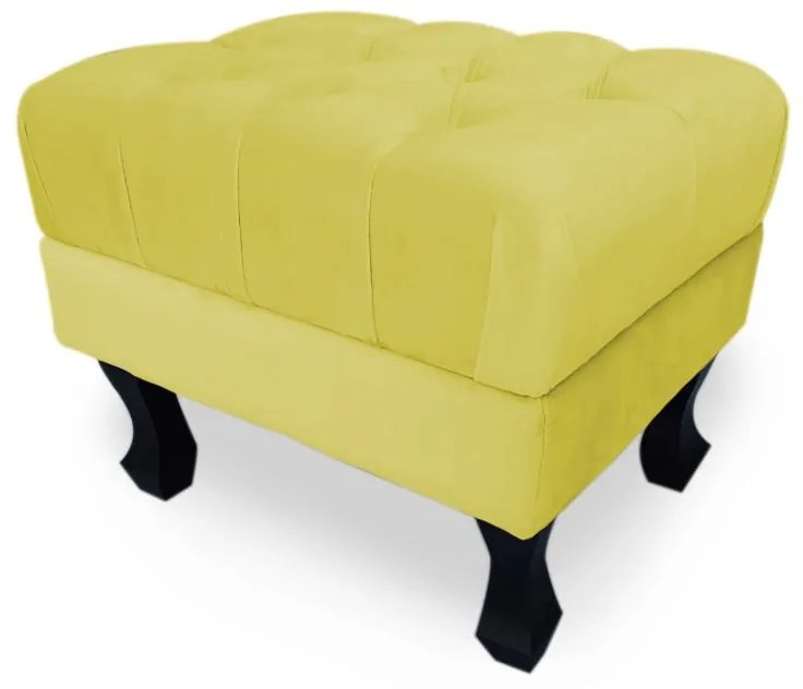 Puff Baú Decorativo Capitonê Luis XV 40x50cm Suede Amarelo - Sheep Estofados - Amarelo