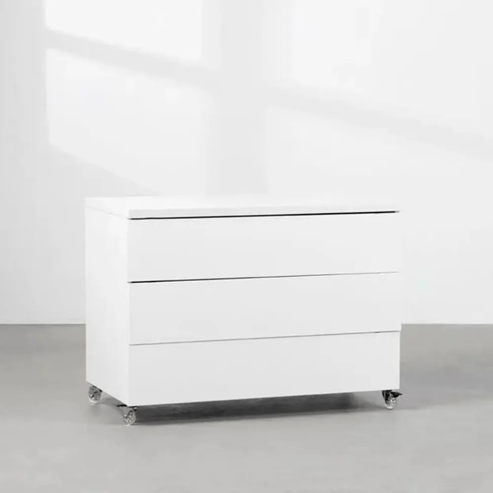 Gaveteiro Contemporâneo New 3 Gavetas Branco - 85cm