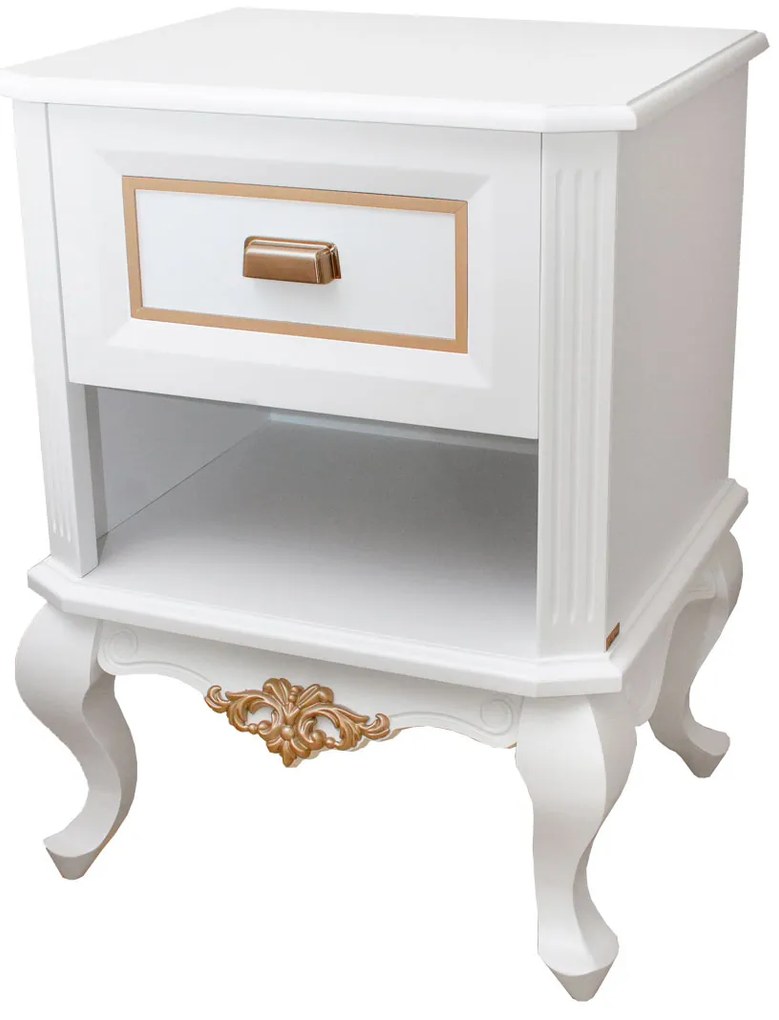 Mesa de Cabeceira Lavanda - Branco com Dourado Soléil Provençal Kleiner