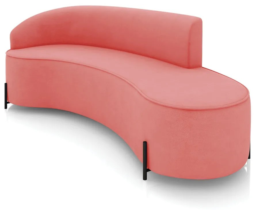 Sofá 4 Lugares Orgânico 220cm Pé Ferro Preto Morgan Suede - Rose