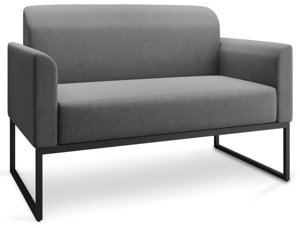 Poltrona Namoradeira Decorativa Isabella Base Industrial Linho Grafite/Preto G19 - Gran Belo