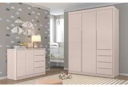 Jogo de Quarto Infantil Guarda Roupa e Cômoda Pérola Rose - Phoenix
