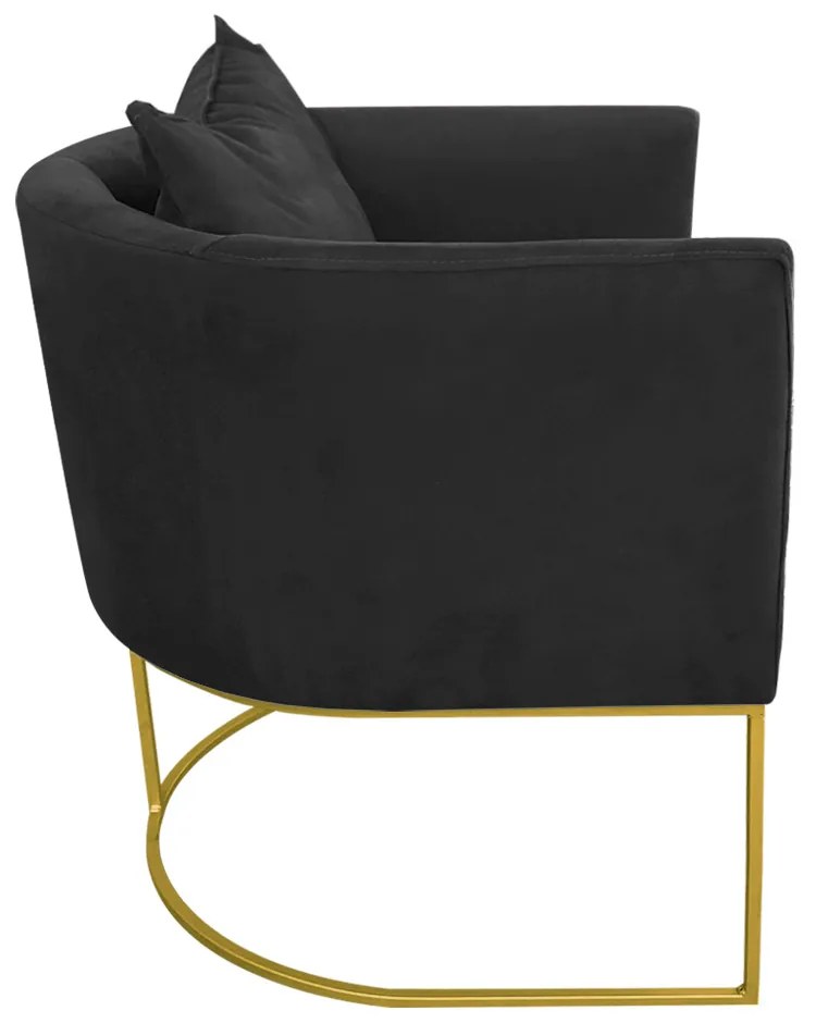 Poltrona Paola Suede Base Metálica Dourado D03 - D'Rossi Bege - Preto