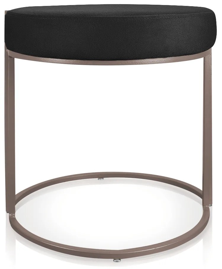 Puff Redondo Base Industrial Cobre Love Suede D03 - D'Rossi  - Preto