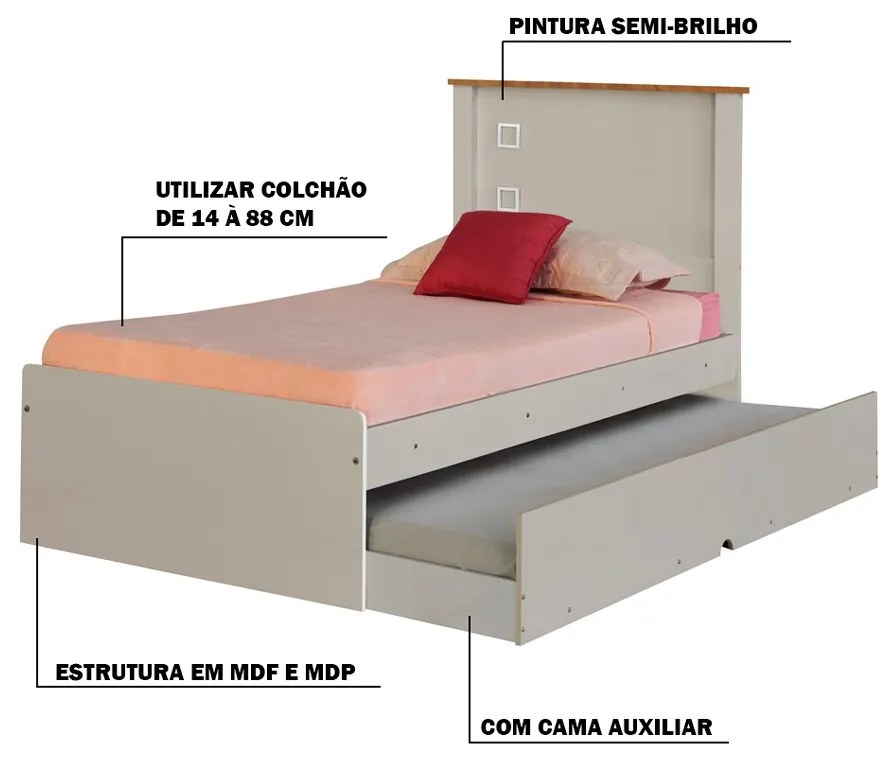 Cama Bibox Solteiro Reino Off White G68 - Gran Belo