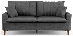 Sofá Living 3 Lugares 200cm com Almofadas Veras D05 Linho Cinza Escuro