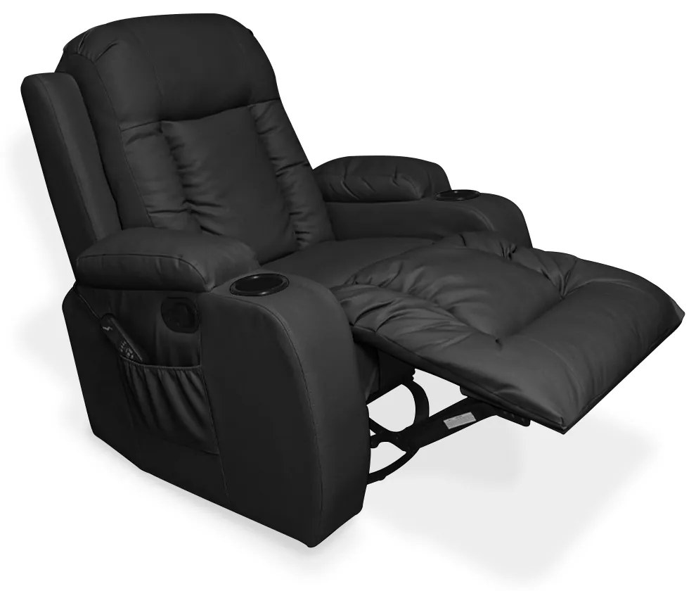 Poltrona do Papai Reclinável Sala de Cinema Massagem Balanço Giratória Austin PU Preto G31 - Gran Belo