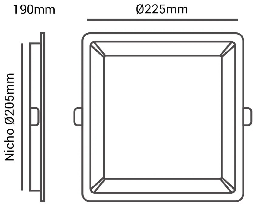 Embutido Quadrado Recuado 22,5X22,5Cm Led 22W 3000K Bivolt - Branco /...