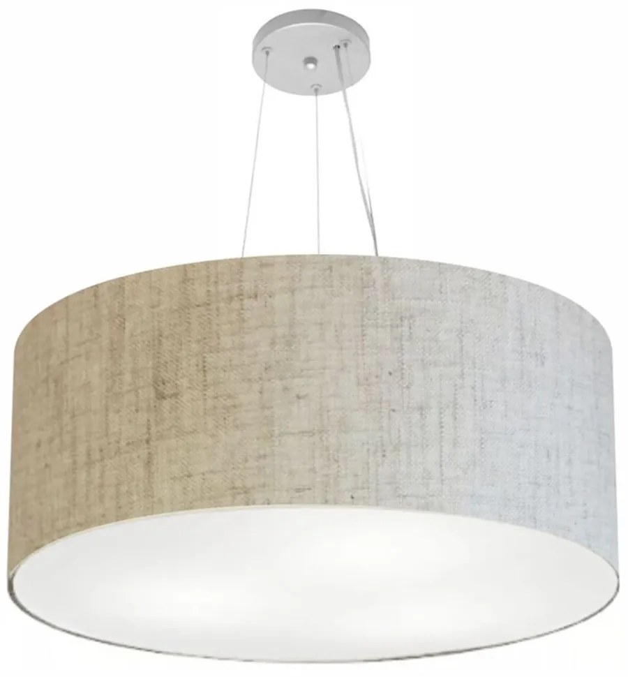 Lustre Pendente Cilíndrico Md-4135 Cúpula em Tecido 70x30cm Rustico Bege - Bivolt
