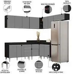 Armário de Cozinha Modulado de Canto 7 Peças CP19 Balcão sem Tampo Pre