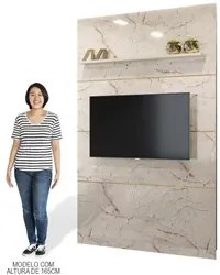 Painel para TV 65 Polegadas 154cm Piso ao Teto Logus M01 Calacata/Off