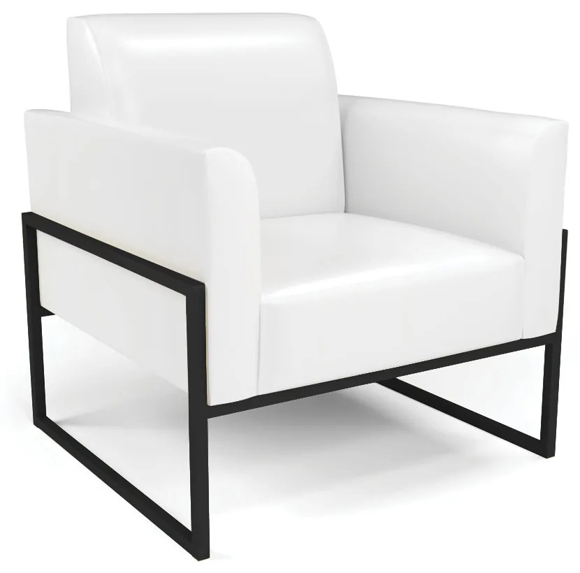 Poltrona Sala Decorativa Marisa Industrial Alta Preto Sintético Pu D03 - D'Rossi - Branco