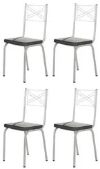 Kit 4 Cadeiras 119 Europa Branco/Platina - Artefamol