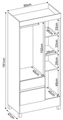 Guarda Roupa Flex 3 Portas 2 Gavetas Wind D02 Branco/Rosa/Branco - Mpo