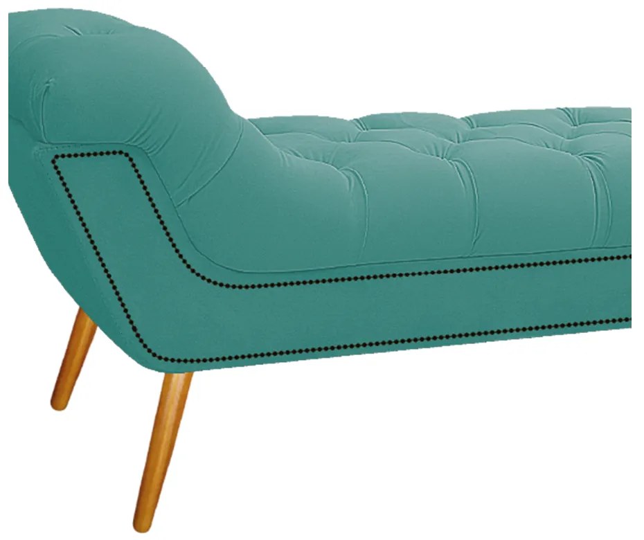 Calçadeira Estofada Veneza 160 cm Queen Size Suede Azul Tiffany - ADJ Decor