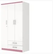 Guarda Roupa Açaí 3 Portas de Abrir Branco/Rosa Chá - Henn