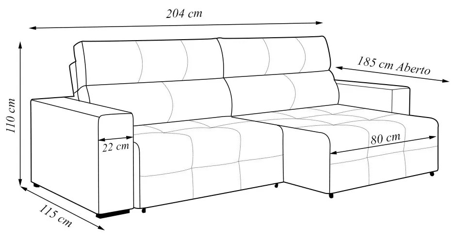 Sofá Retrátil 3 Lugares 204cm 2 Módulos Nero com USB Couro Preto G52 - Gran Belo