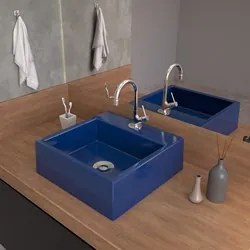 Cuba Pia De Apoio Para Banheiro Quadrada Q355W Azul Escuro C08 - Mpoze