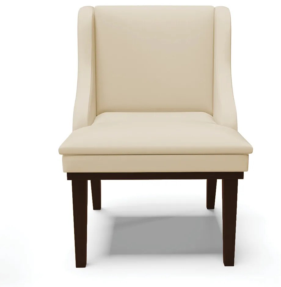 Kit 02 Cadeiras de Jantar Liz Corino Base Fixa Madeira Tabaco D03 - D'Rossi - Bege