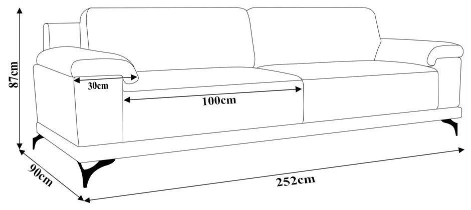 Sofá 252cm Decorativo Sala de Estar Agostino Couro Marrom G52 - Gran Belo