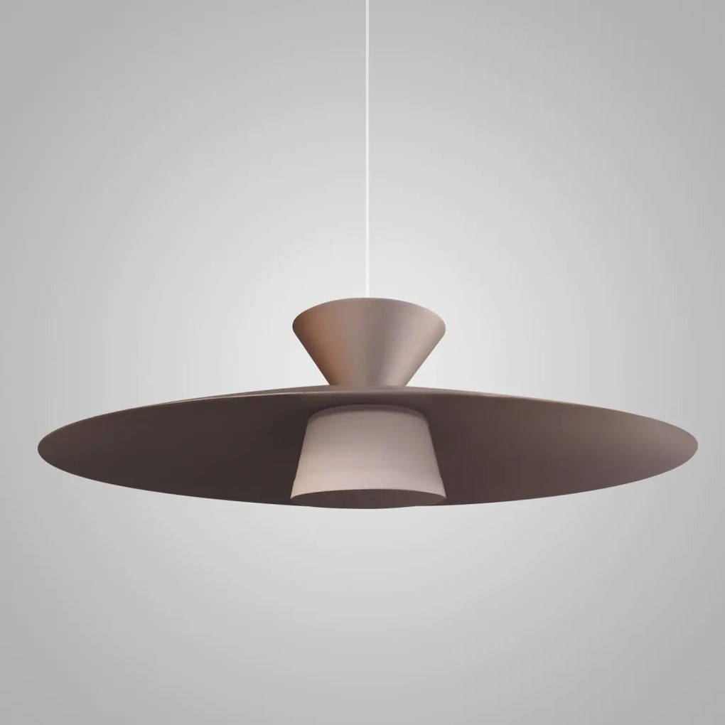 Pendente Rebatedor Ø50X30Cm Disco Curvo Alumínio 01Xled 9W 2700K - Old... (ROSE FOSCO, 220v)