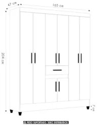 Guarda Roupa Casal 165cm 8 Portas Parla Freijó/Off Z17       - Mpozena