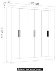 Guarda Roupa Casal 195cm Ripado Arlon Z17 Freijó/Off White - Mpozenato