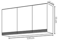 Armário Aéreo 120cm 3 Portas Andréia Cinza - AJL Móveis