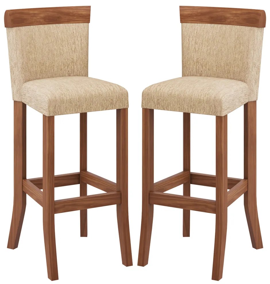 Kit 2 Banquetas Decorativas Sala de Jantar Milena Linho Bege G42 - Gran Belo