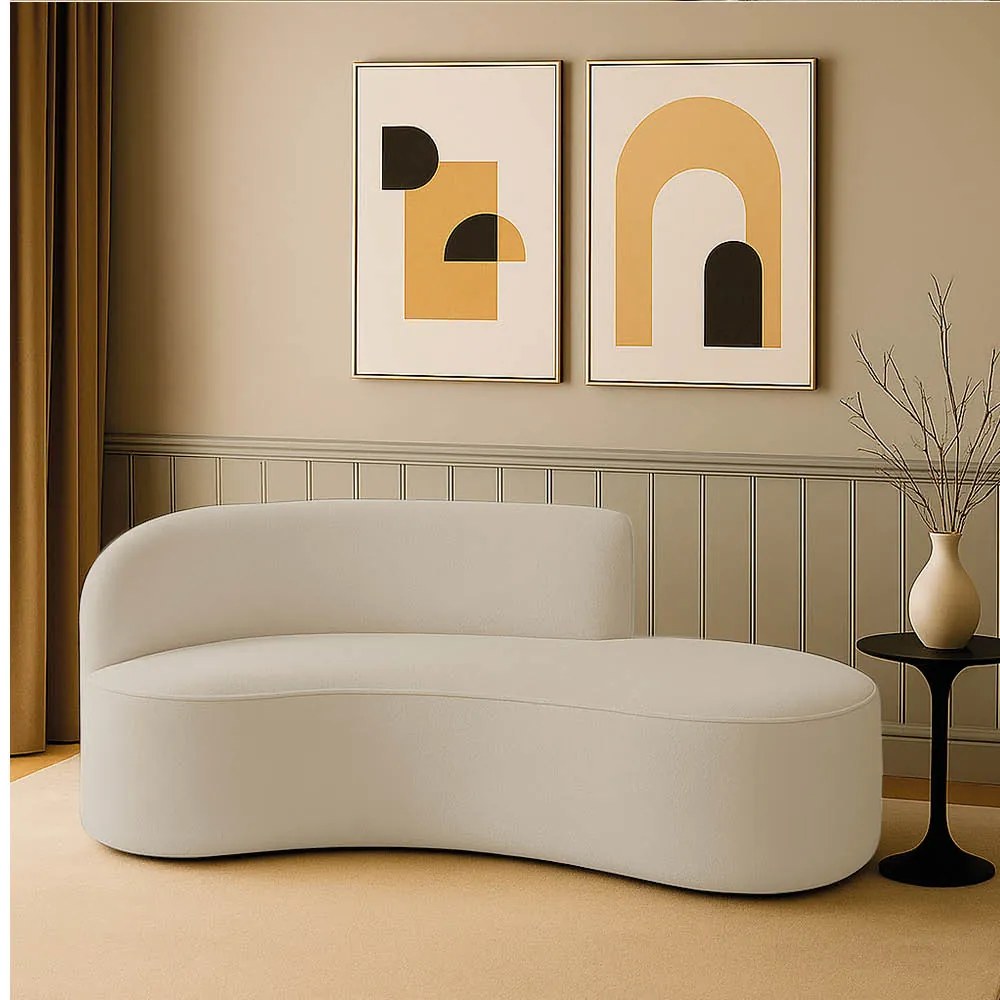 Sofá 2 Lugares Orgânico 160 cm Morgan Veludo/Cotelê - Bege