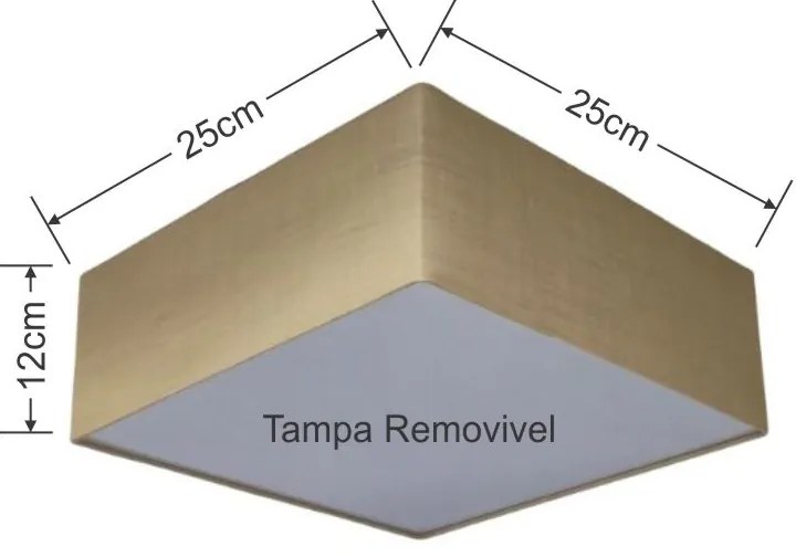 Plafon Quadrado Md-3000 Cúpula em Tecido 25x25x12cm Palha - Bivolt