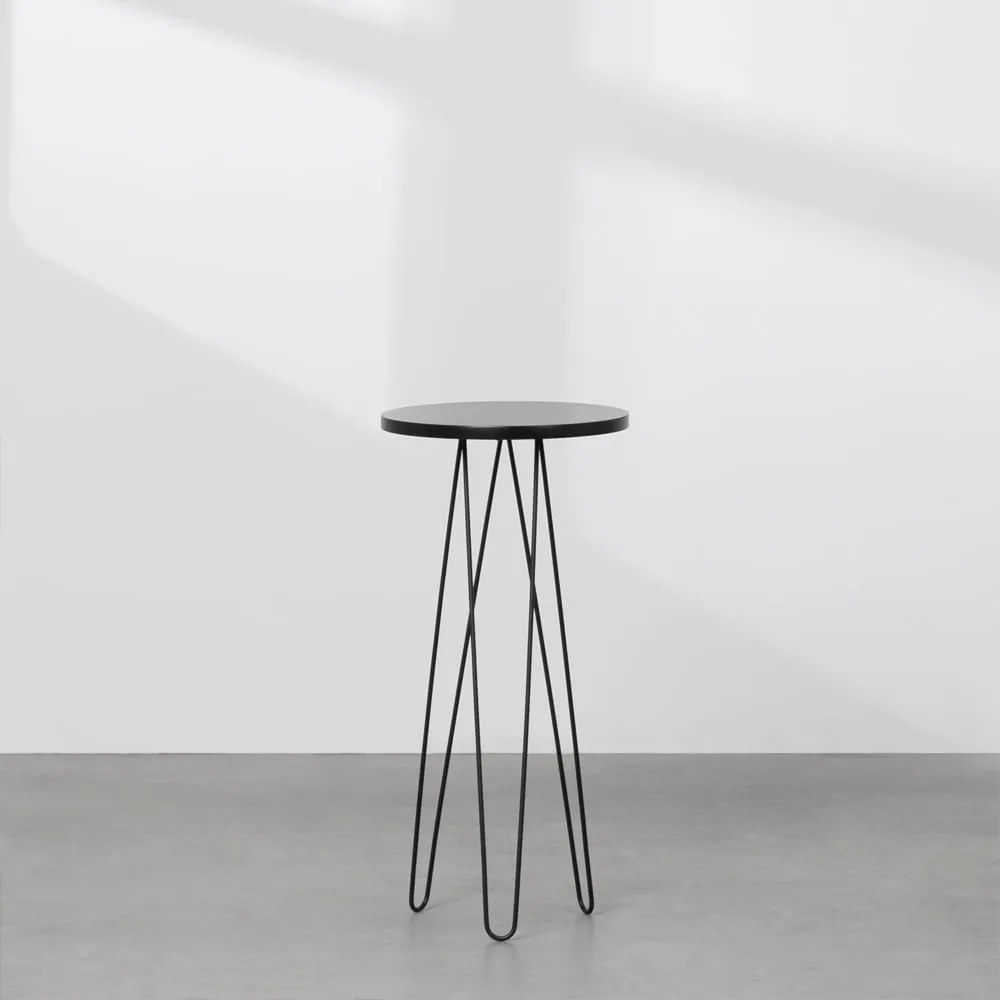 Mesa Lateral Fancy Redonda Preto - Mesa Lateral Fancy Redonda 26x58cm – Preto