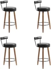 Banqueta Alta Estofada Pés Palito Kit 4 Tília Sintético Preto S08 - Mp